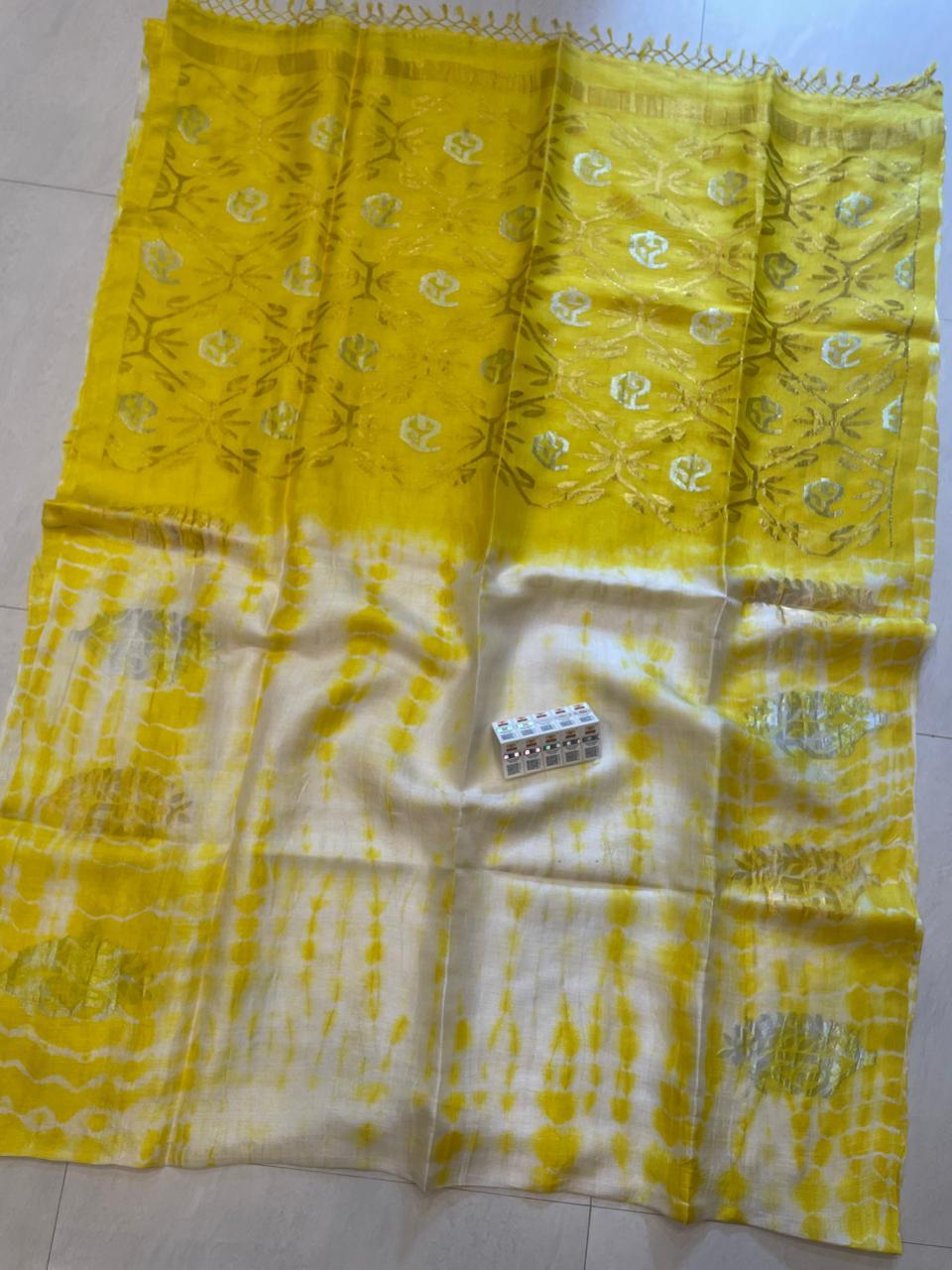 Authentic Pure Gachhi 2 Ply Hand Weaving Buti Tossor Shevori Tye Dye Jamdani