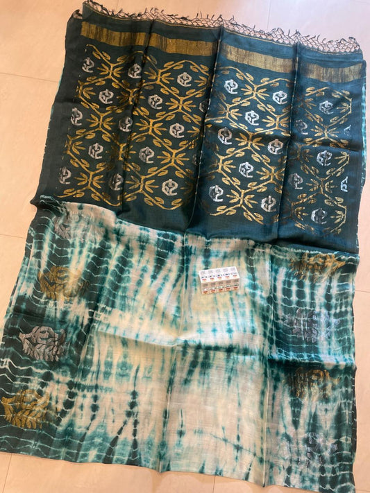 Authentic Pure Gachhi 2 Ply Hand Weaving Buti Tossor Shevori Tye Dye Jamdani