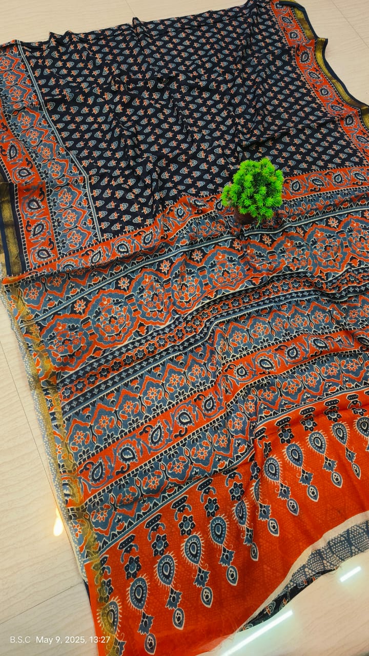 Pure chanderi cotton  Azrak