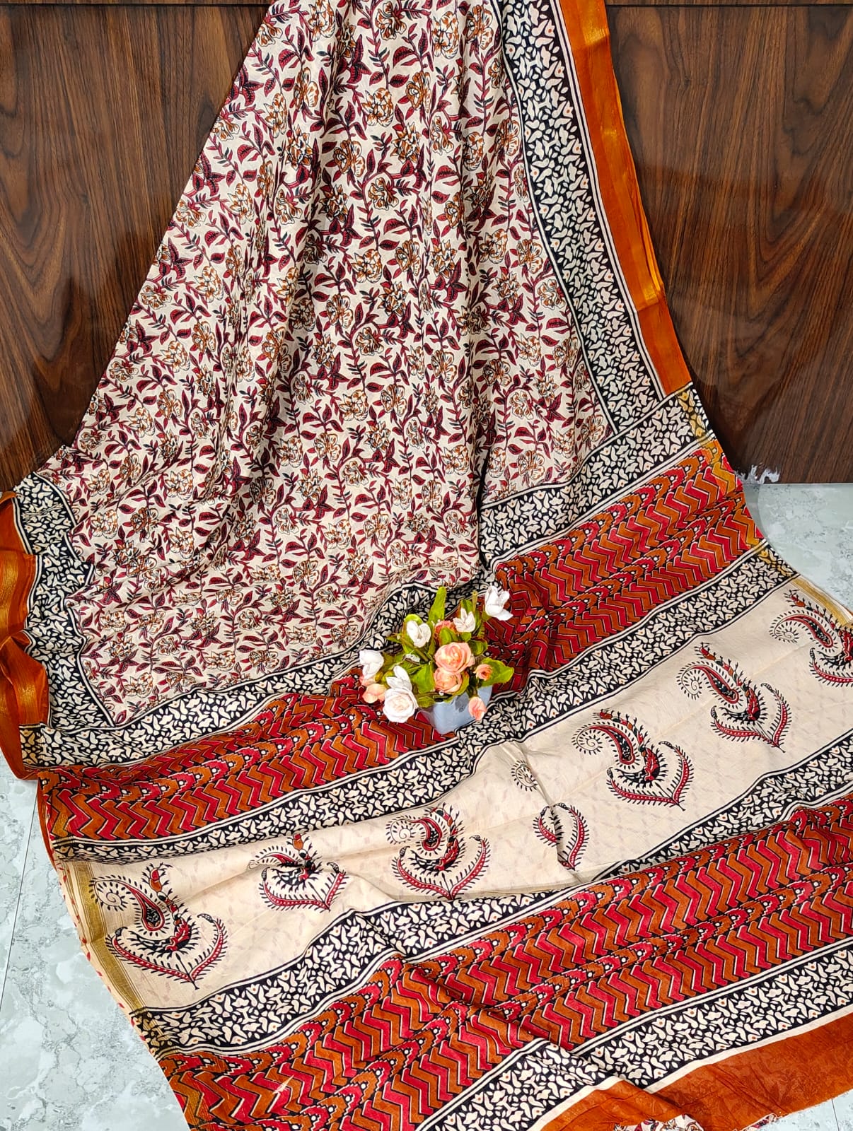 KALAMKARI CHANDERI  COTTON PRINT