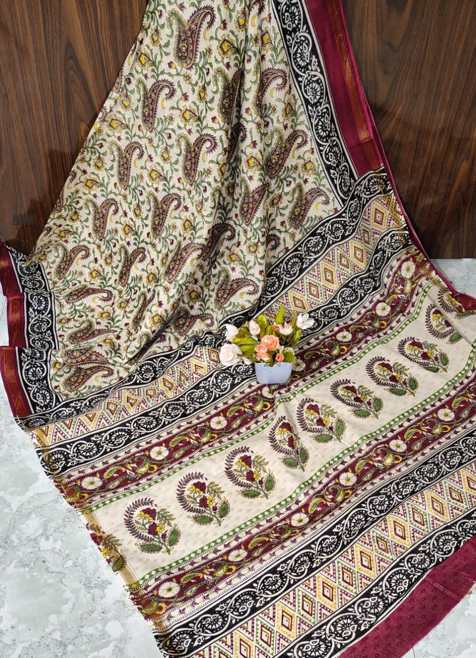 KALAMKARI CHANDERI  COTTON PRINT