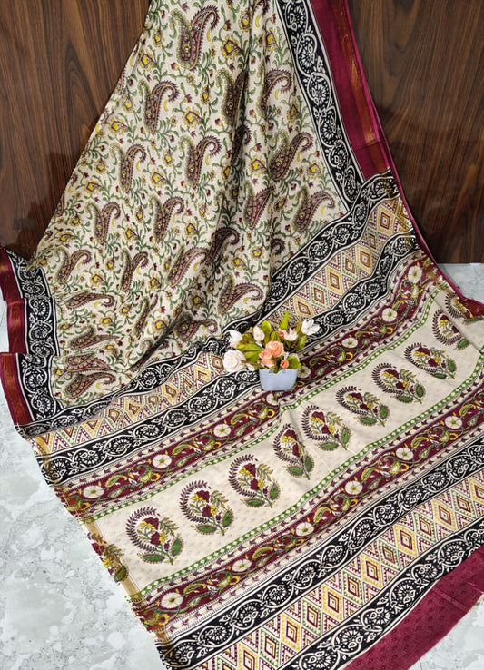 KALAMKARI CHANDERI  COTTON PRINT