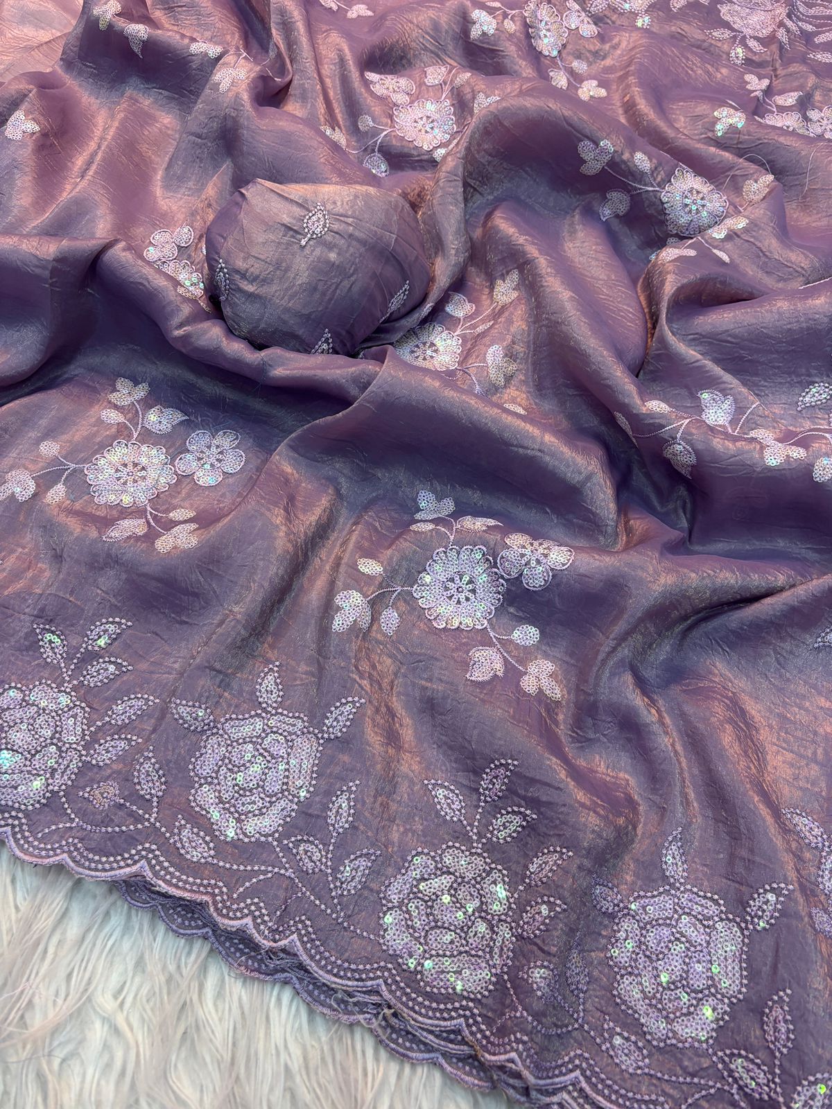 Fancy Gold Crush Fabric Saree