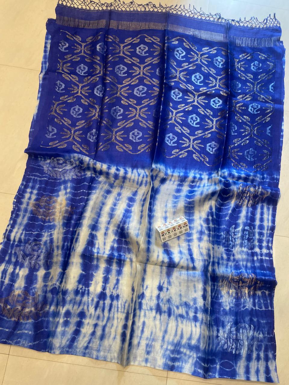 Authentic Pure Gachhi 2 Ply Hand Weaving Buti Tossor Shevori Tye Dye Jamdani