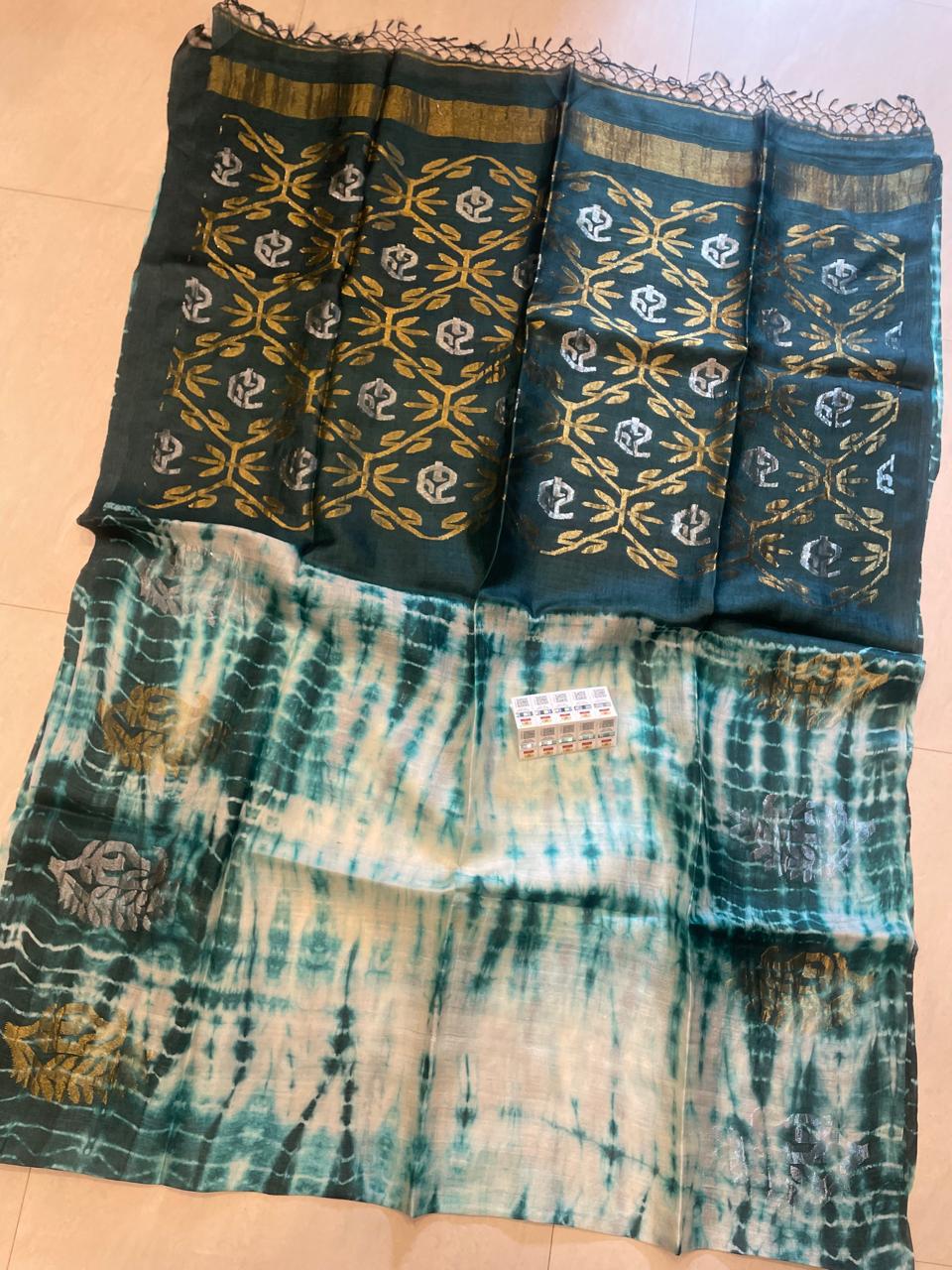 Authentic Pure Gachhi 2 Ply Hand Weaving Buti Tossor Shevori Tye Dye Jamdani