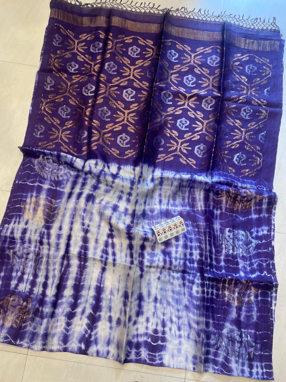 Authentic Pure Gachhi 2 Ply Hand Weaving Buti Tossor Shevori Tye Dye Jamdani