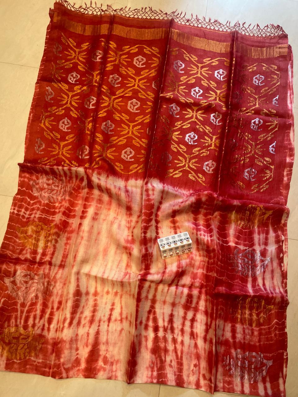 Authentic Pure Gachhi 2 Ply Hand Weaving Buti Tossor Shevori Tye Dye Jamdani