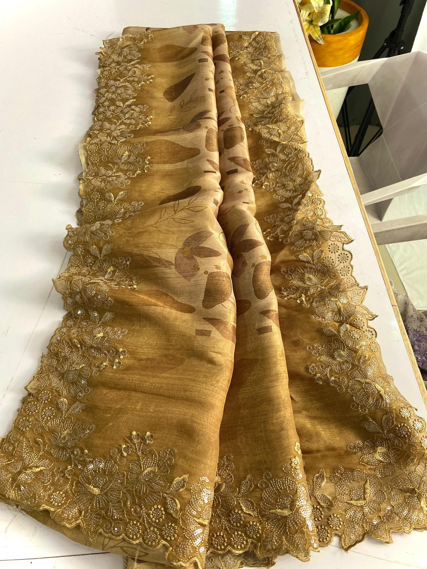 Hand crafted magicgold organza sarees