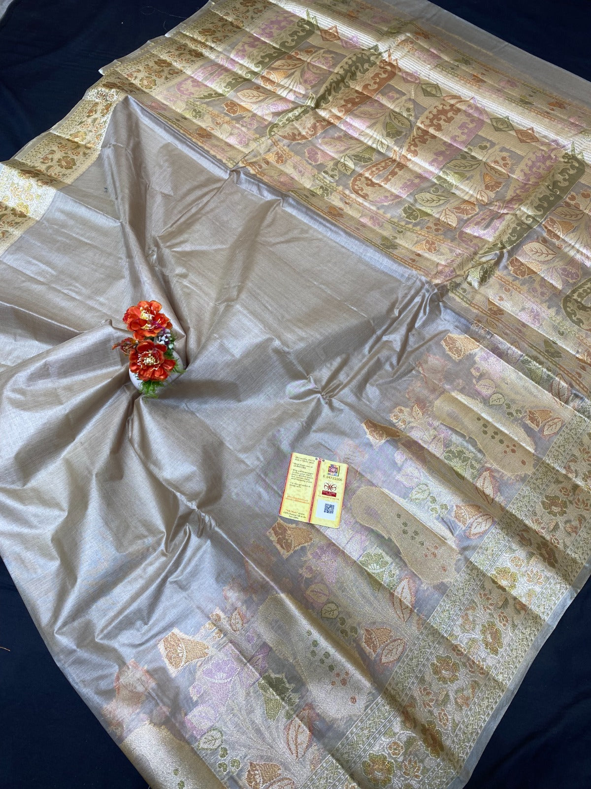 Pure tussar silk exclusive tilfi designer border saree with rich pallu and blouse