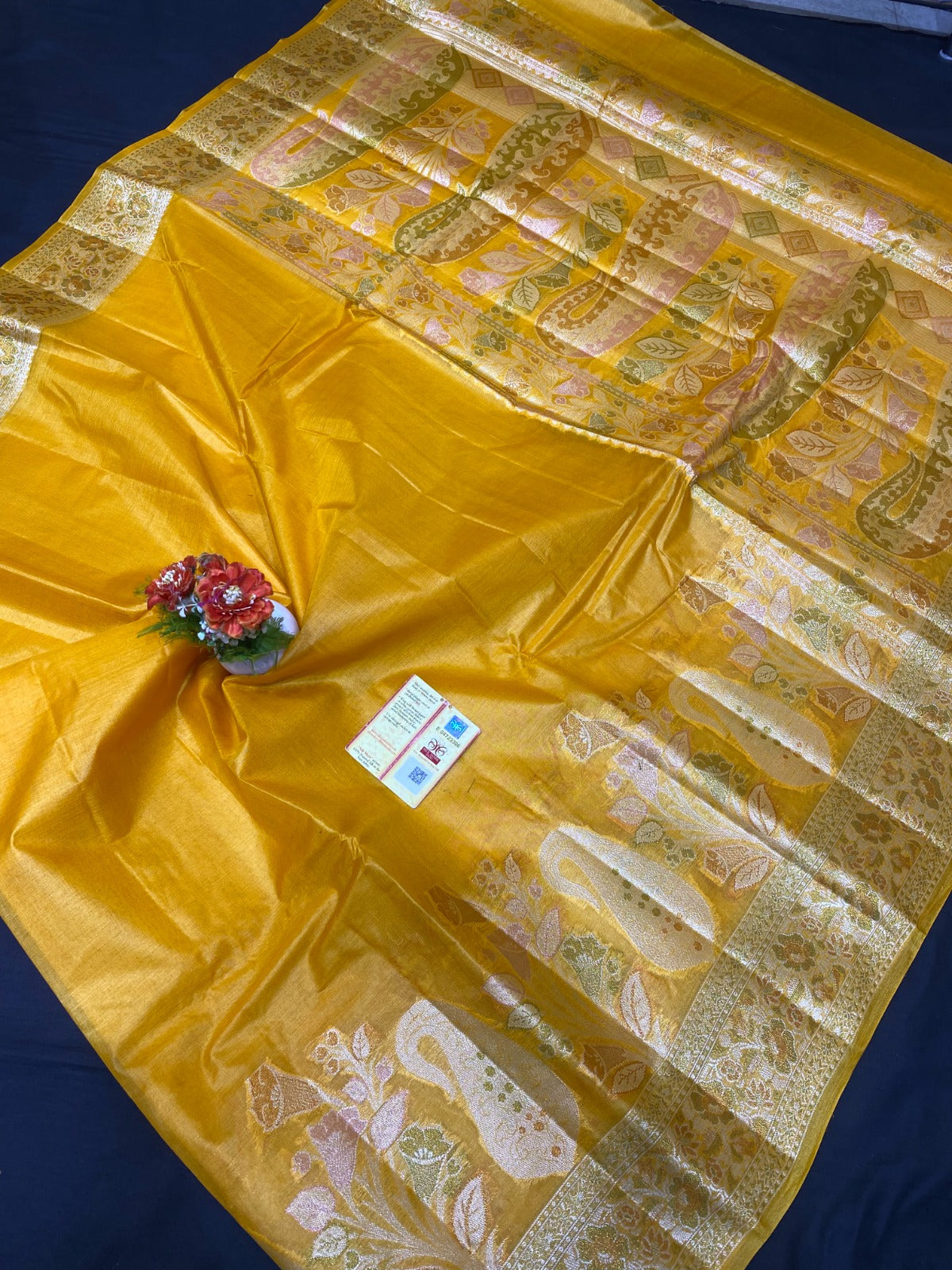 Pure tussar silk exclusive tilfi designer border saree with rich pallu and blouse