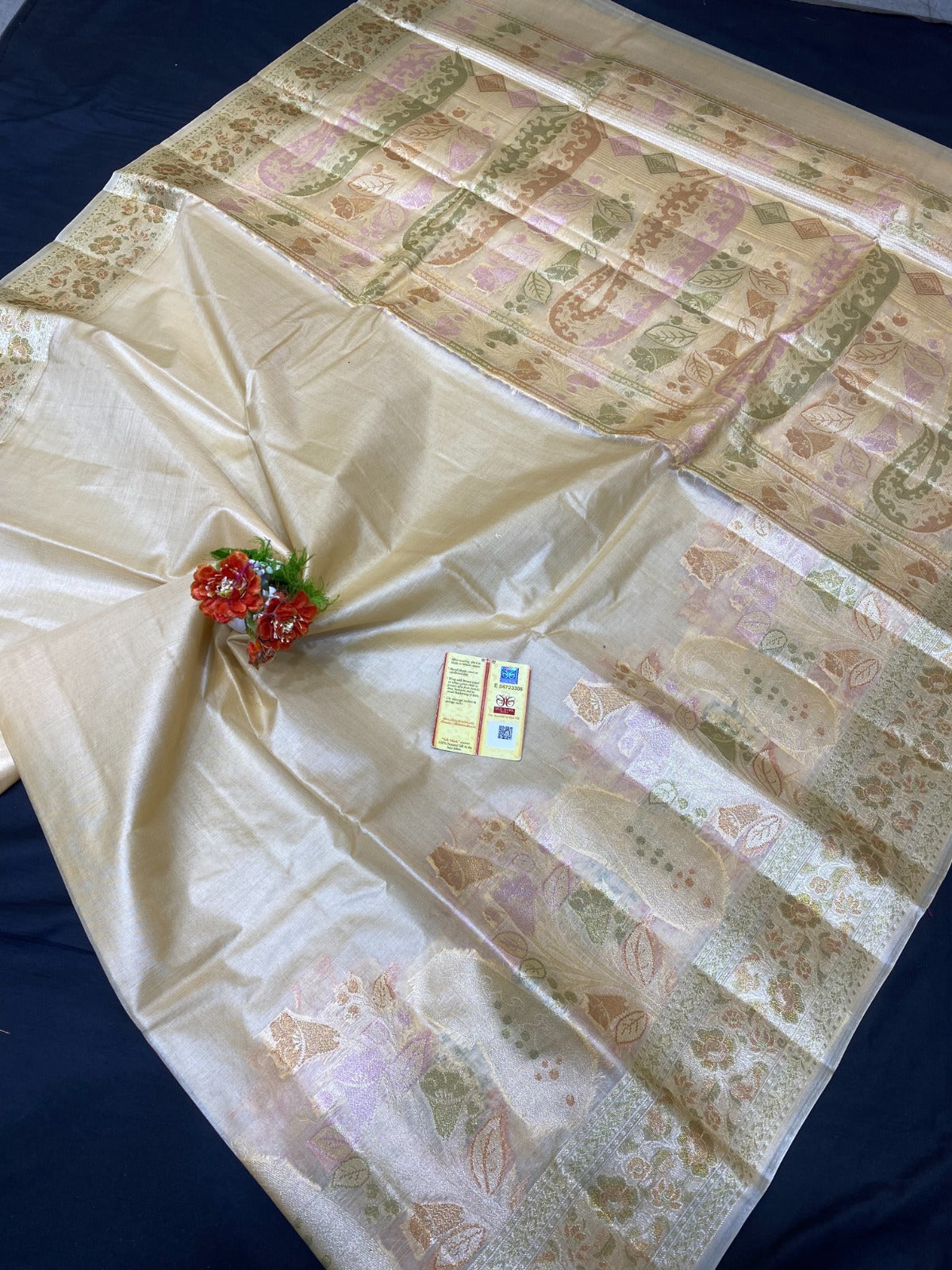 Pure tussar silk exclusive tilfi designer border saree with rich pallu and blouse
