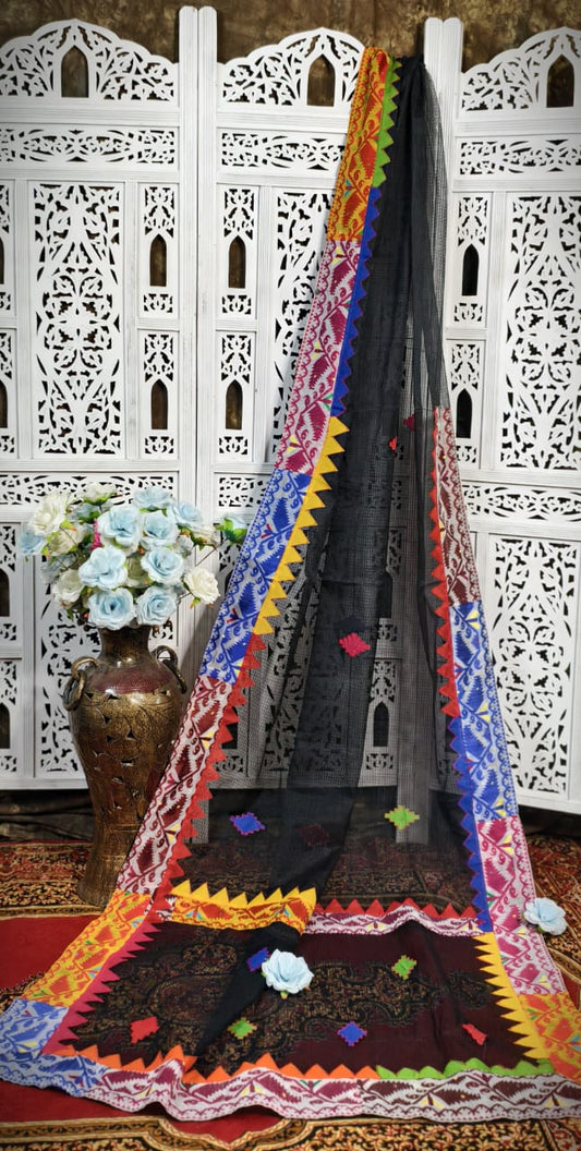 *Jamdani Par Tample Applic Cut  Work Kota Mixmatch Saree*