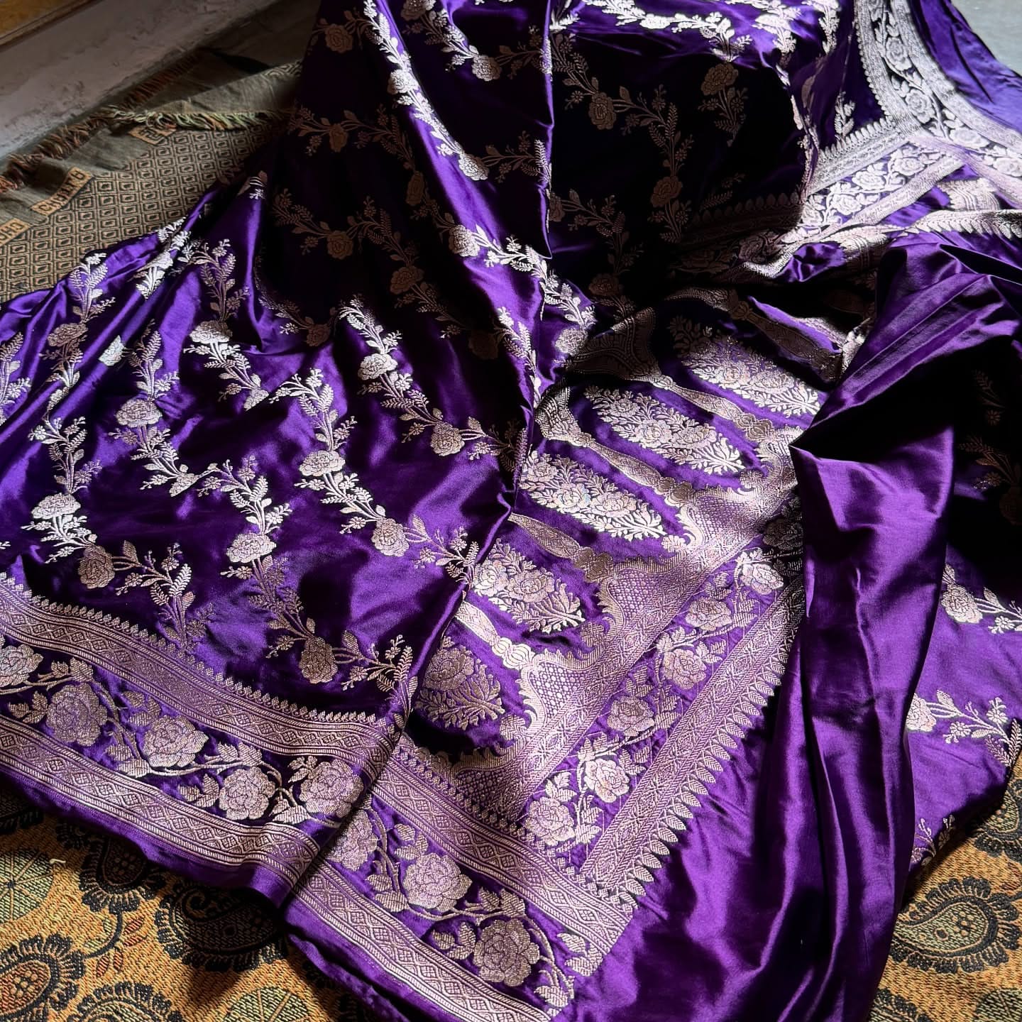 Traditional banarasi inspired mashru katan
silk saree